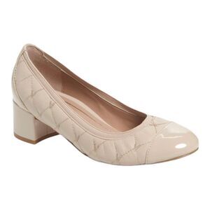 VIONIC Women’s Ruby Quilted Leather/Patent Block Heel Comfort Pump Nude Size 7